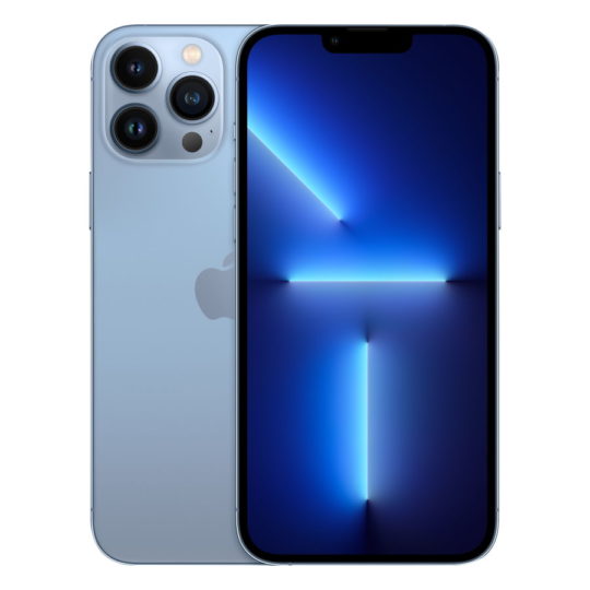 the Pre-owned iPhone 13 Pro Max in Sierra Blue model provides incredible speed for gaming, editing 4K video, multitasking, and more.